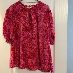 Terra & Sky Vibrant Red and Pink Blouse